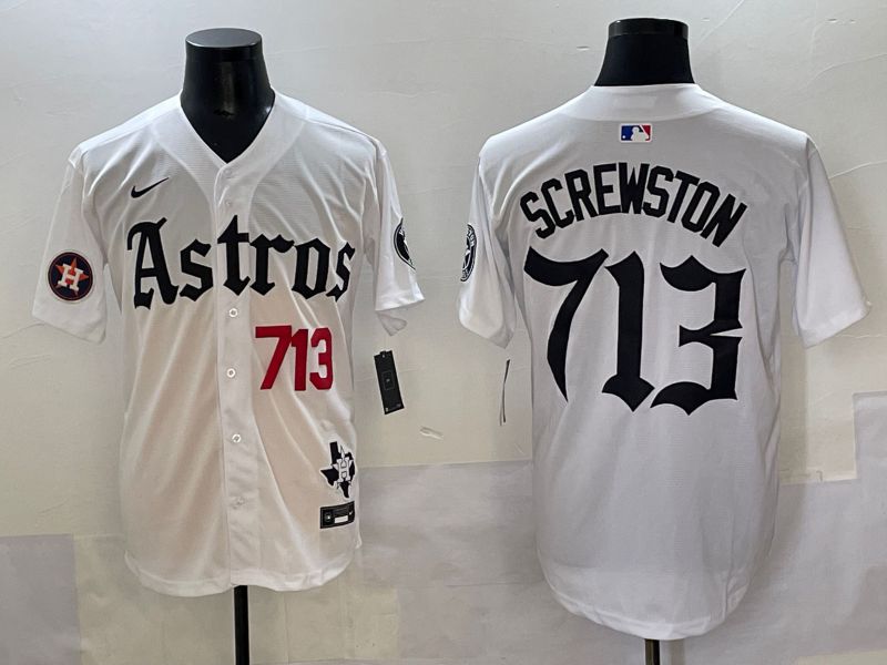 Men 2025 Houston Astros 713 Screwston White Five generations Joint Name Nike MLB Jersey style 3